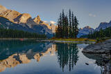 A beautiful picture of Spirit Island Canoe in the Canadian Rockies is for sale as a fine art photography  print.