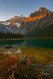 Beautiful picture of Cavell Lake - Mt Edith Autumn Sunrise in the Canadian Rockies for sale as a fine art photography print.