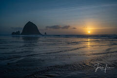 Sunset tide at Haystack Rock