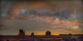 Milky Way over Monument Valley in Arizona. 