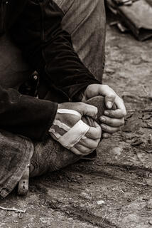 Bull rider taped hands