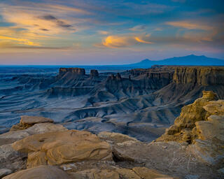 Moonscape with morning light.   Desert Photography Print
