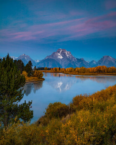Grand Teton Photography of Teton fall color Oxbow in a Fine Art Limited Edition Print. Available as a framed or float mounted, ready to hang wall art.