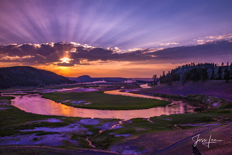 Fine Art Photography Print of Sunset over the Fire Hole River in Yellowstone National Park