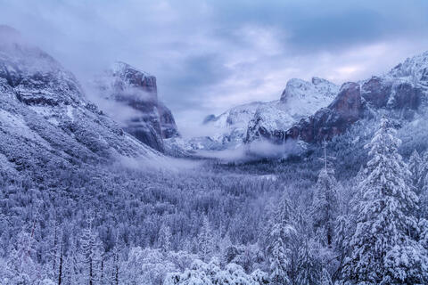 Tunnel View of Yosemite Valley Winter Blues