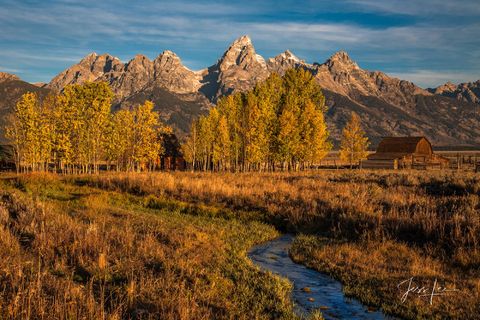 Teton Barn Autumn Stream