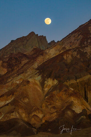 Death Valley Photography Print Dark Gold moonrise, california, photo, print,