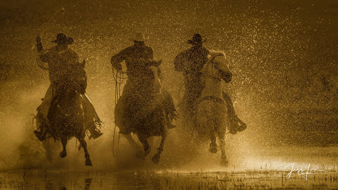 Let'er Rip | cowboys riding at the end of the day