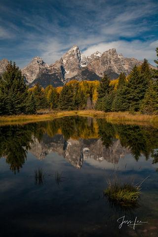 Schwabacher's Landing photography Print with Grand Teton reflecting in the water