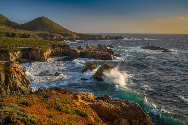 California Coastline Photography, Sunset Big Sur Photos