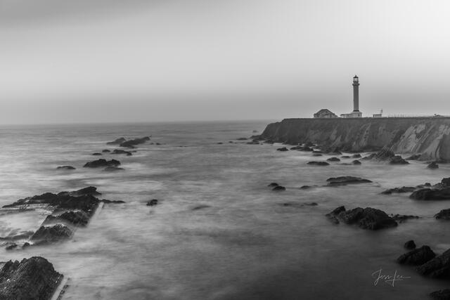 California Coastline Photos, Black and White Beach Photos, Lighthouse Photography