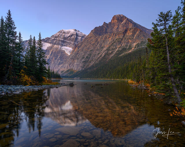 Beautiful picture of mt Edith and Cavell lake in the Canadian Rockies for sale as a fine art photography  print.