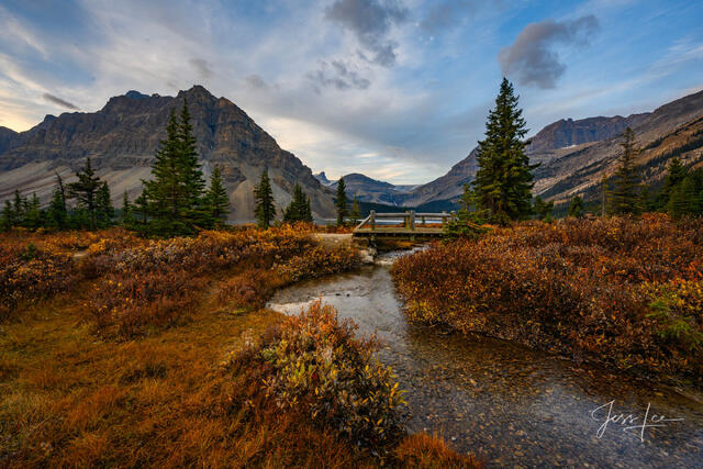 Beautiful picture of Bow Lake Stream in the Canadian Rockies for sale as a fine art photography print.