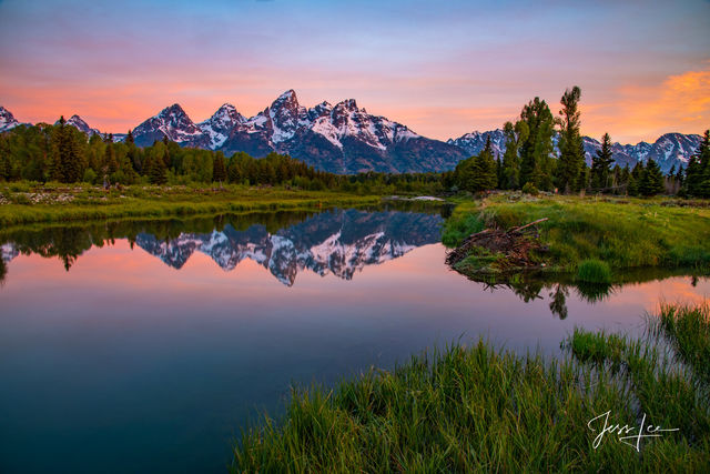 Grand Teton Range Reflection in the Snake River at Dawn