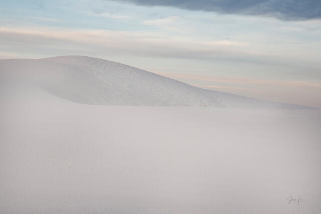 Twilight Dunes, New Mexico - soft white gypsum dunes under a pastel dusk sky at White Sands