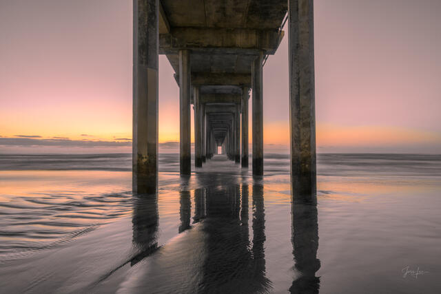 Scripps Pier Sunset Fine Art Photography Print taken along the California Coast