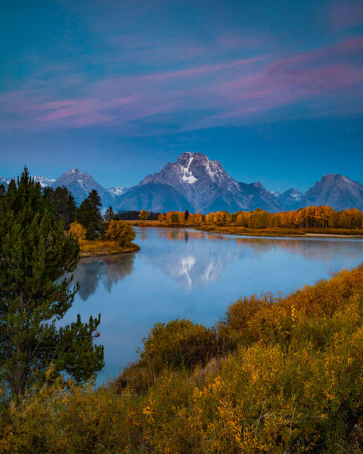 Grand Teton Photography of Teton fall color Oxbow in a Fine Art Limited Edition Print. Available as a framed or float mounted, ready to hang wall art.