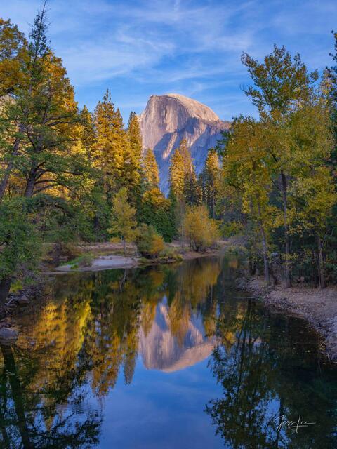 Yosemite Photography of Half Dome and Fall Color along the Merced River. Available in Large Format Acrylic Fine Art Print california, photos,  prints,