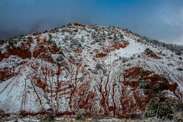 Zion national park snowy rock photography print.