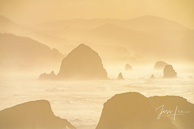Sunset storm at Canon Beach on the Pacific coast