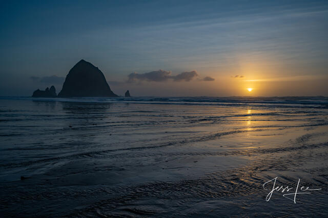Sunset tide at Haystack Rock