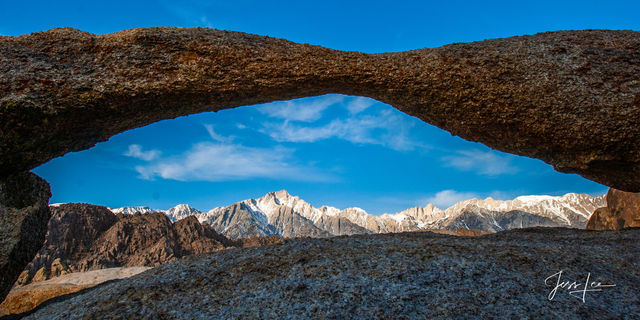 Eastern Sierra's framed by an arch. 