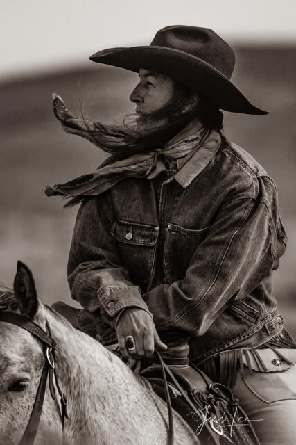 Cowgirl in the wind