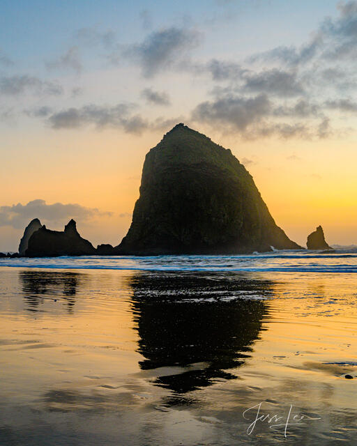Haystack Rock at sunset