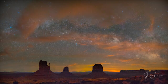 Milky Way over Monument Valley in Arizona. 