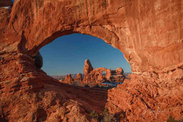 Turret Arch through Window Arch Arches National Park