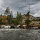 Cowboys pushing the horse herd before the storm
