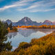 Picture of Autumn color with the Tetons at Oxbow Bend