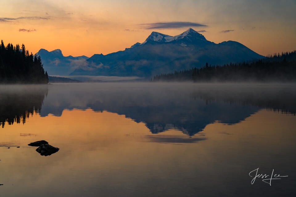 Maligne Lake Morning Gold print