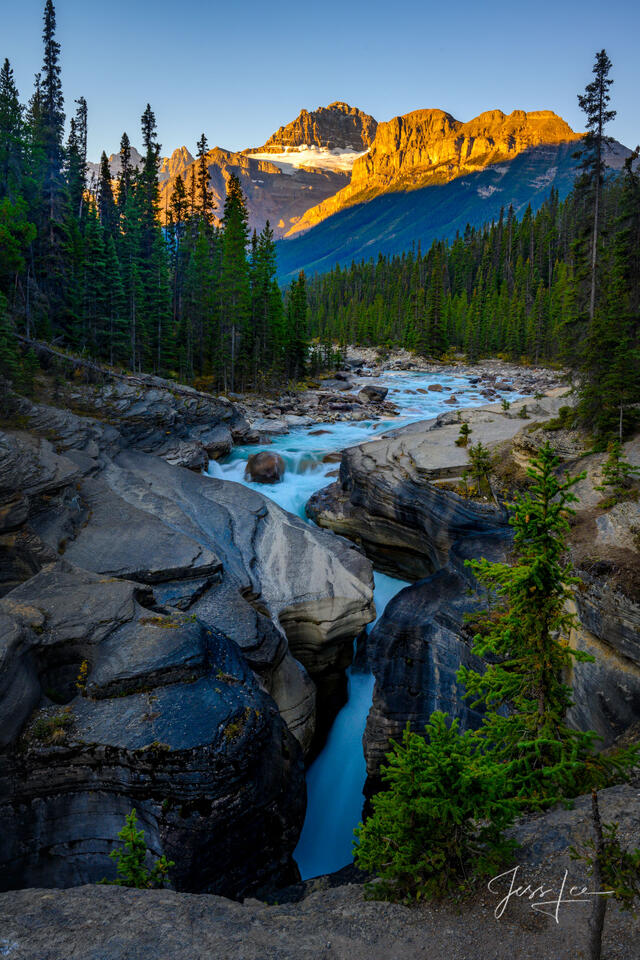 Beautiful picture o fSunwapta Fallsi n the Canadian Rockies for sale as a fine art photography print