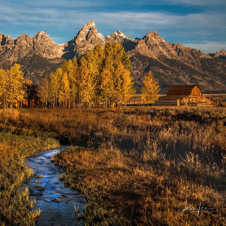 Teton Autumn Barn and Pink house print