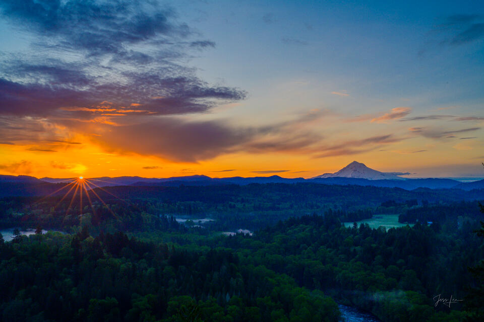 Mount Hood at Sunrise – Oregon's Sandy River Valley print
