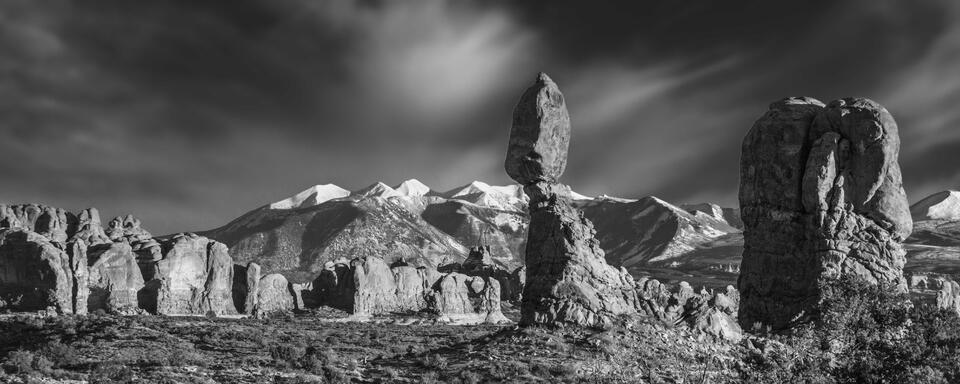 Balance Rock Photograph in Black and White print