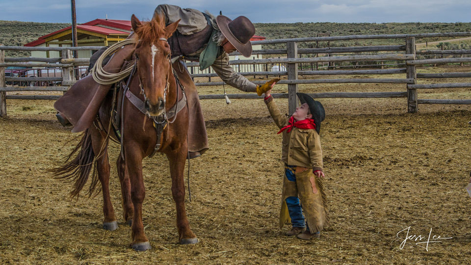 Pards | Cowboy and young cowboy High Five print