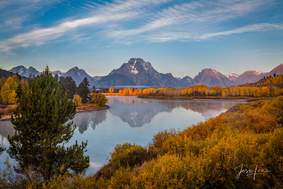 Picture of Autumn color with the Tetons at Oxbow Bend print