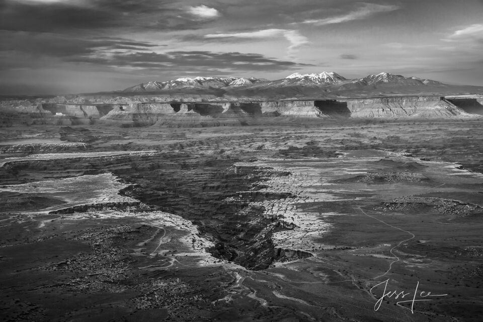 White Rim Overlook Black and White print