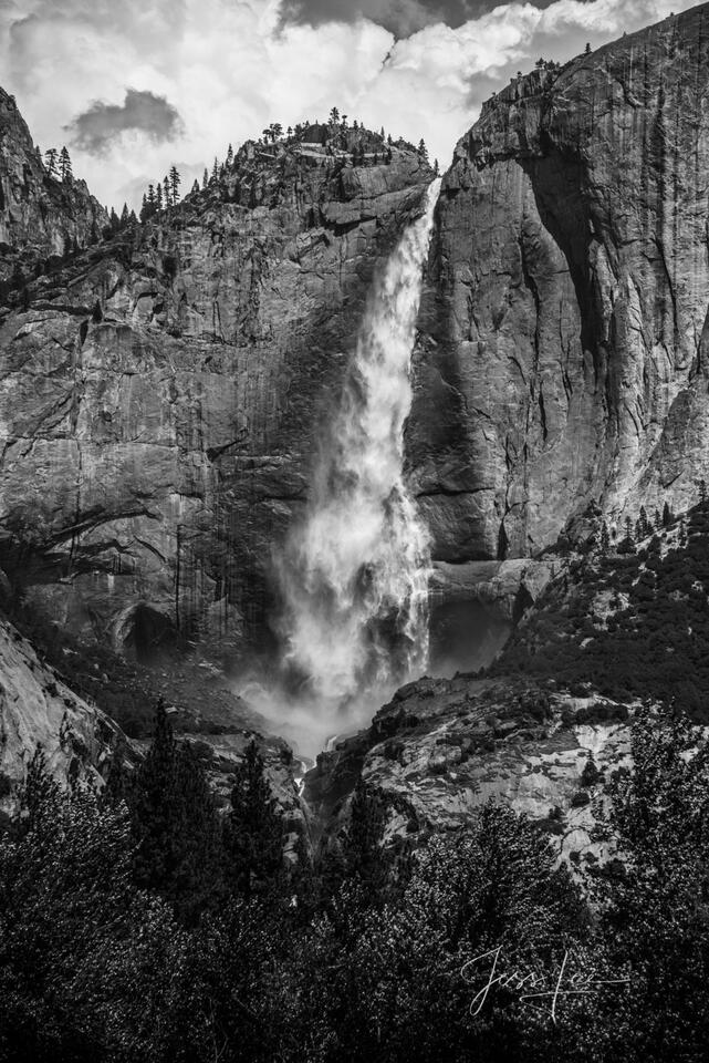Yosemite Falls Black and White print