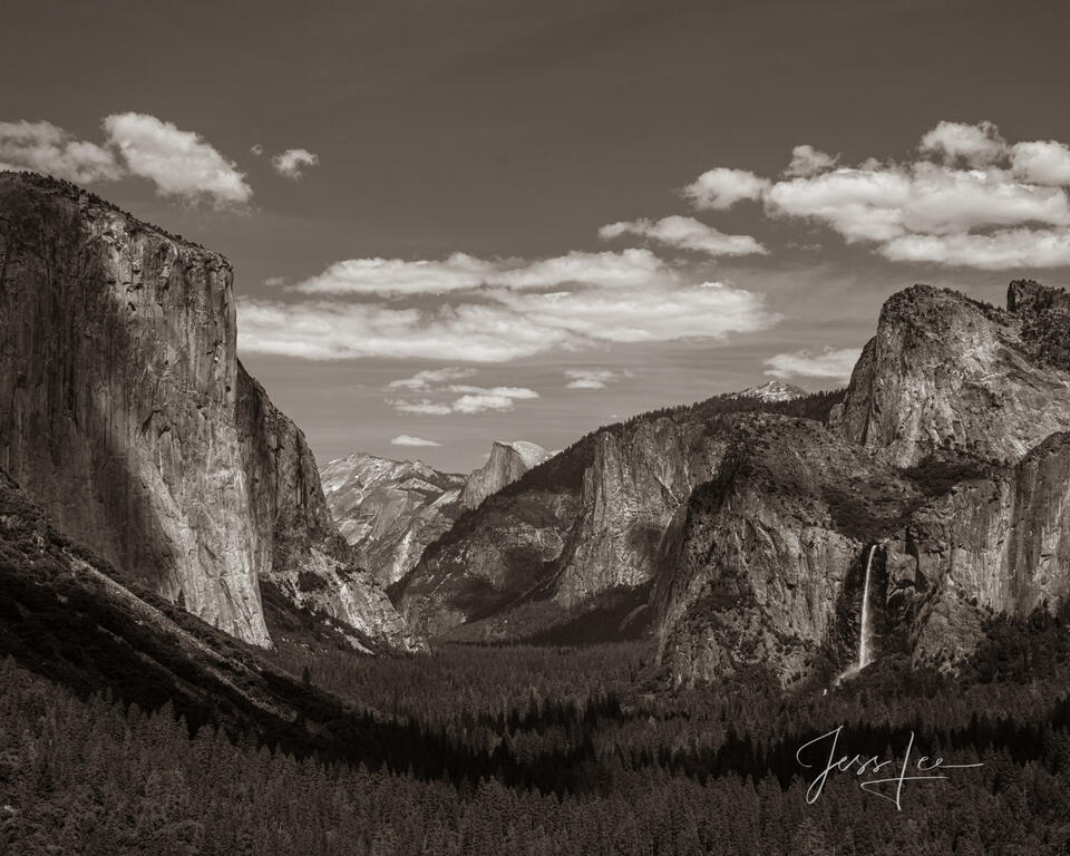 Tunnel View Sepia Photograph in Black and White