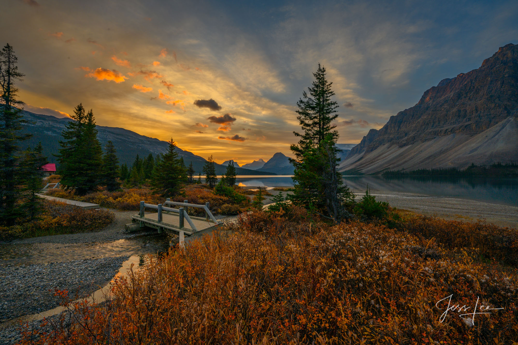 Sunrise at Bow Lake Beautiful picture of Sunrise at Bow Lake in the Canadian Rockies for sale as a fine art photography print.