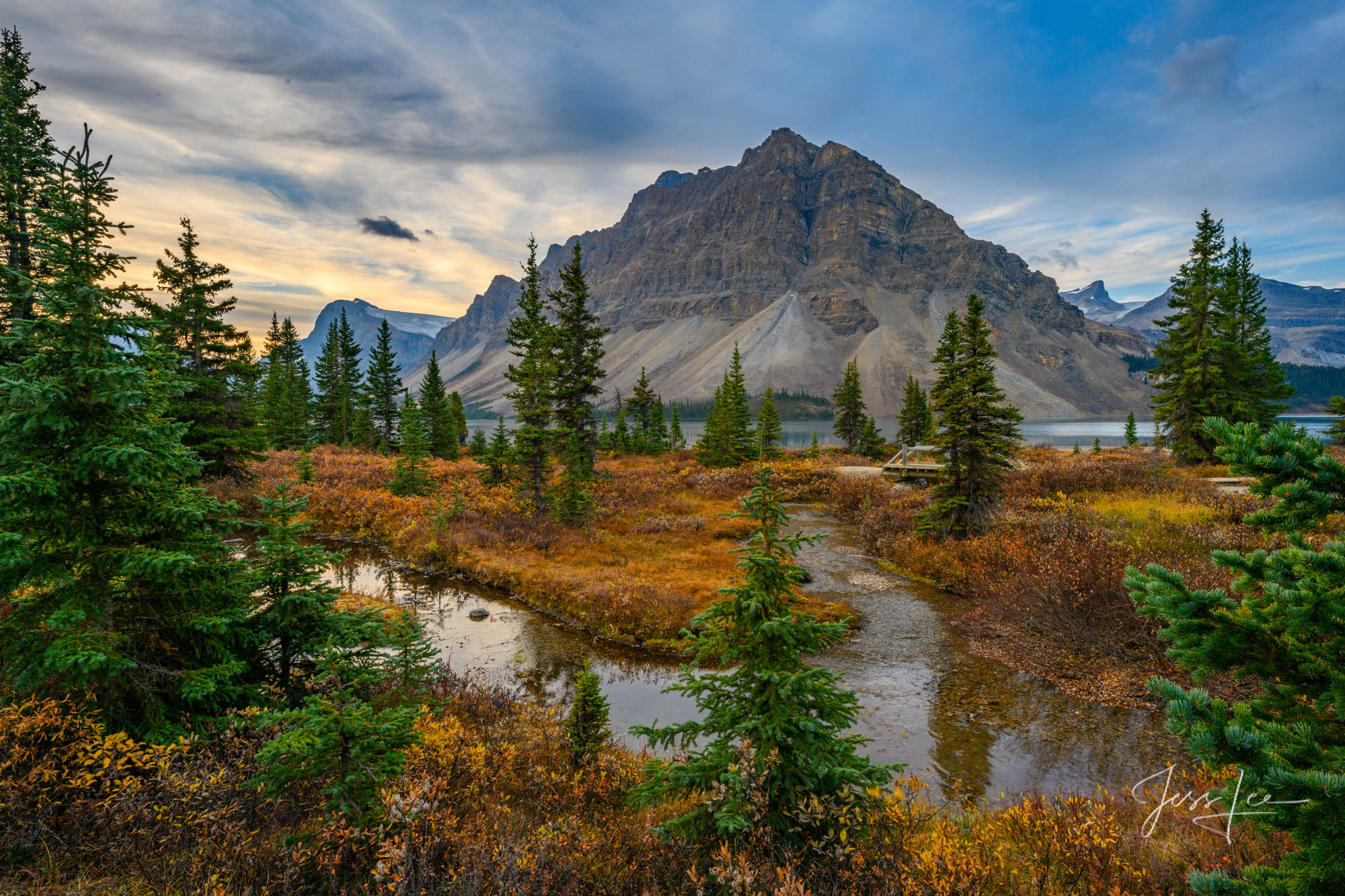 Crowfoot Mtn Bow Lake Fall Beautiful picture of Crowfoot man. at Bow Lake in the Canadian Rockies for sale as a fine art photography print.