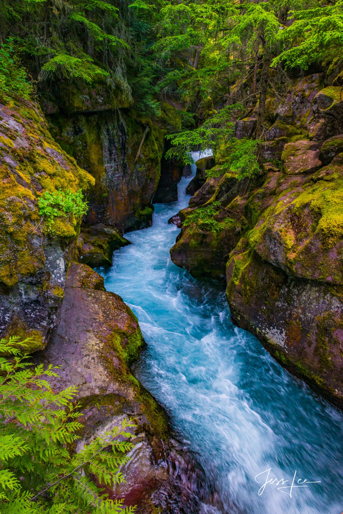 Limited Edition of 50 Exclusive high-resolution Museum Quality Fine Art Prints of a blue stream Vertical Landscapes. Photos copyright...