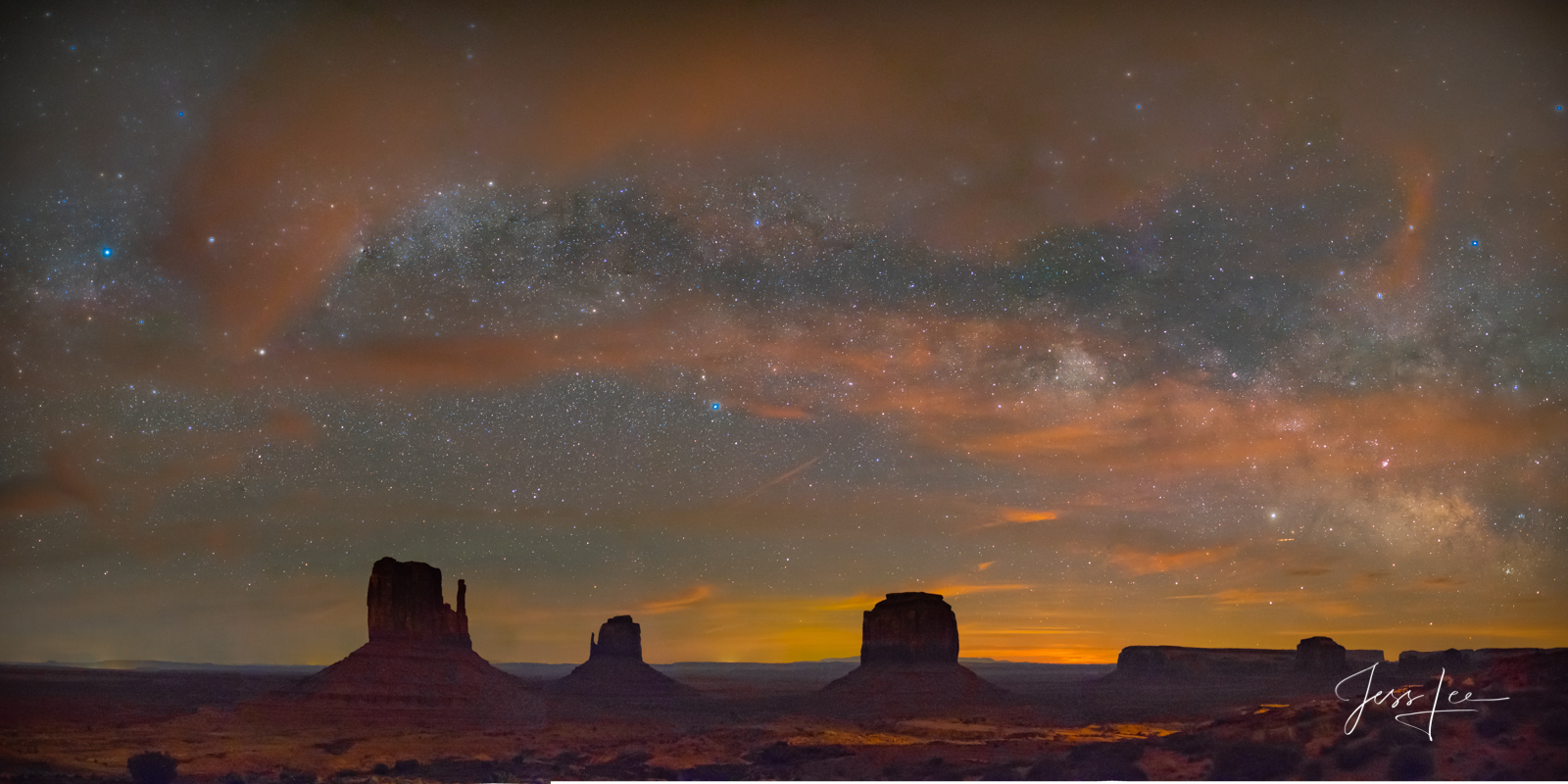 Milky Way over Monument Valley in Arizona. 