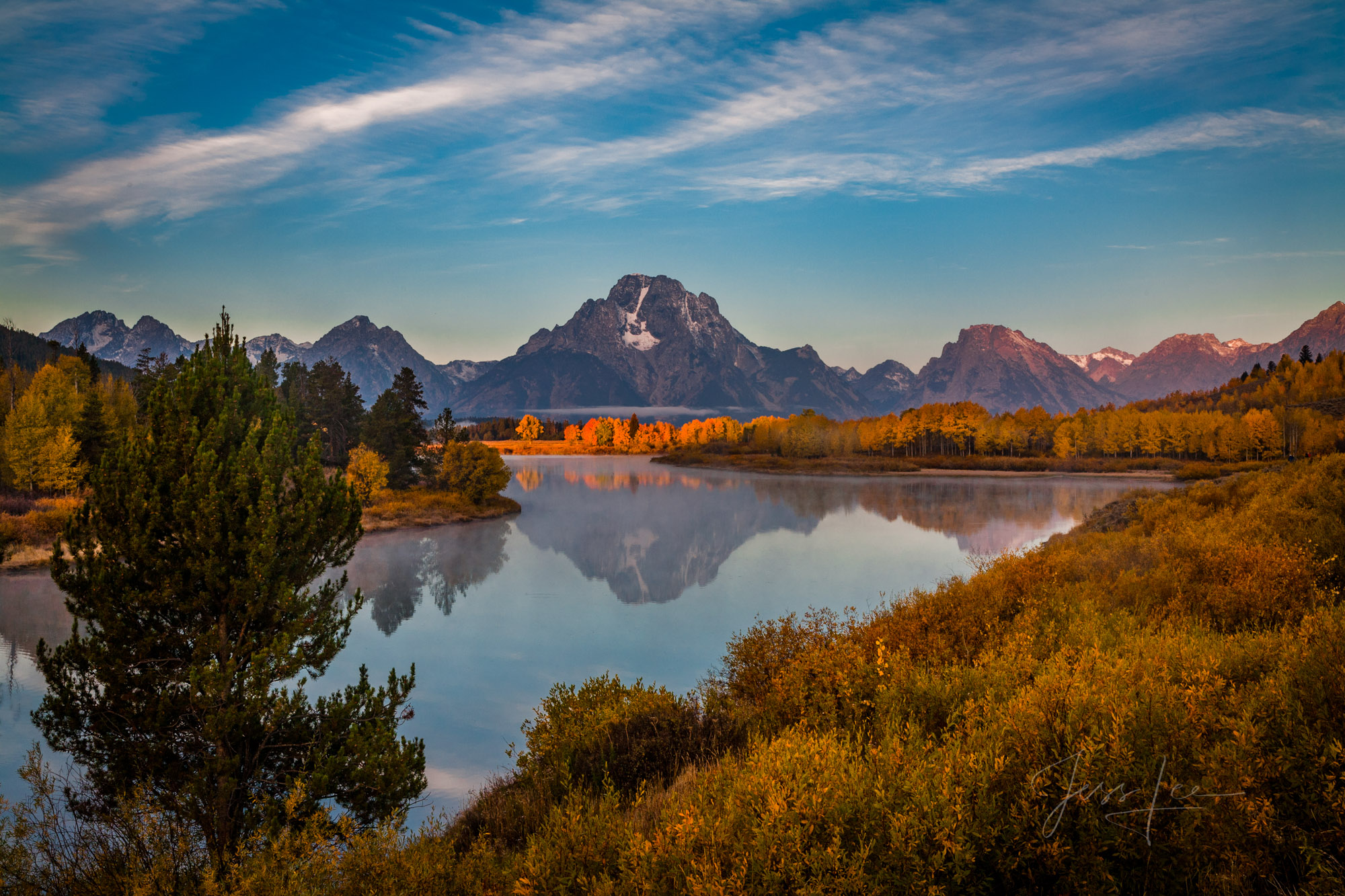 Grand Teton National Park Photography Print of Sunrise at the Oxbow Bend of the Snake River.