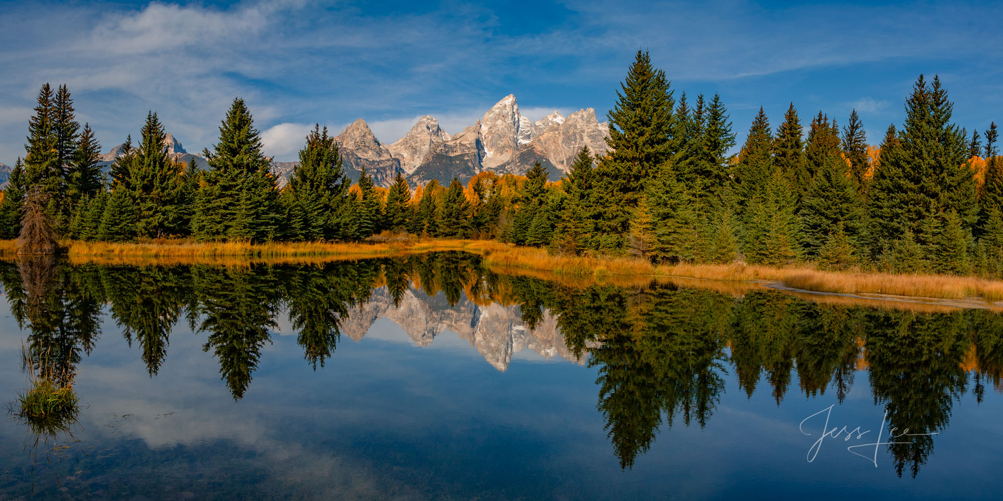 100 Fine Art Photo prints of the Teton Mountain Range Reflecting in a beaver pond. A crisp cool autumn morning with a few thin...