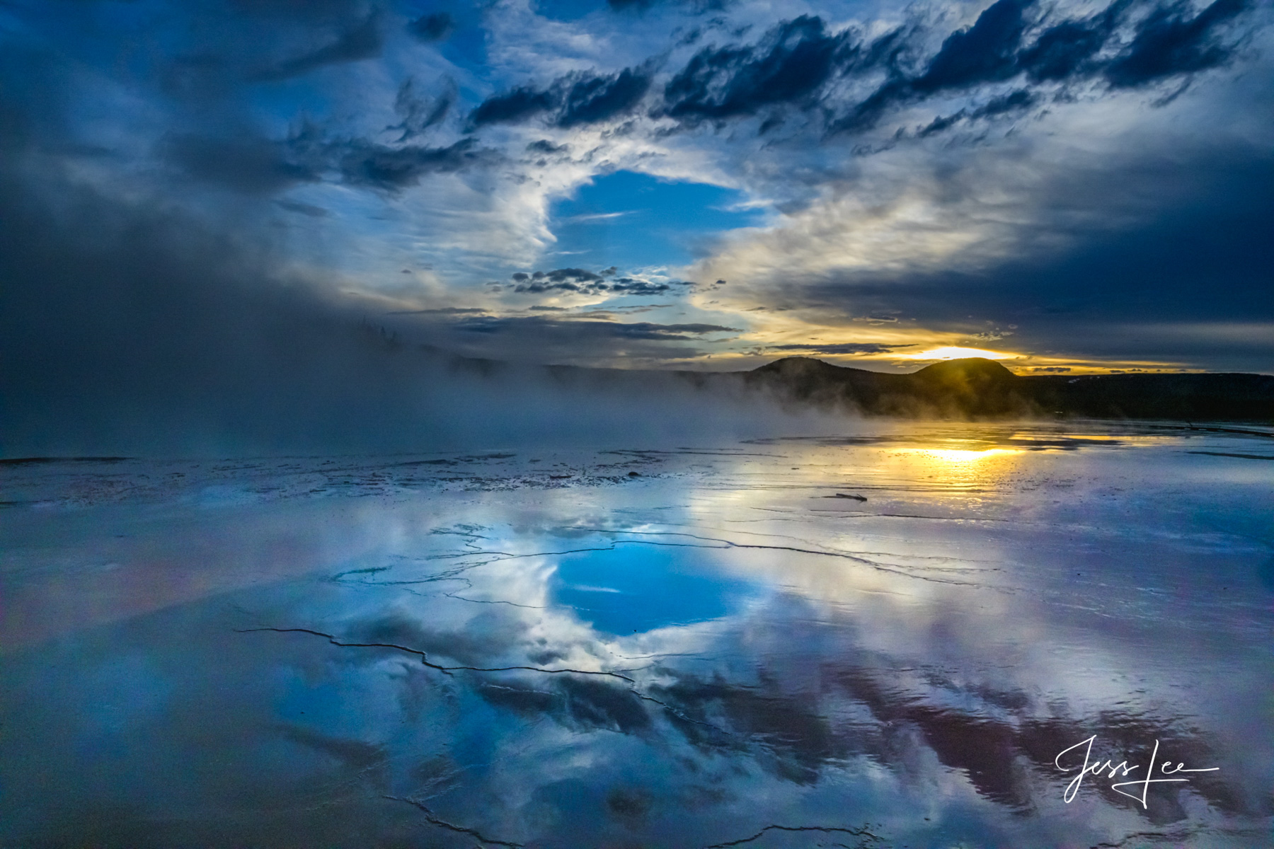 Steam from a hot spring in Yellowstone National Park Photo