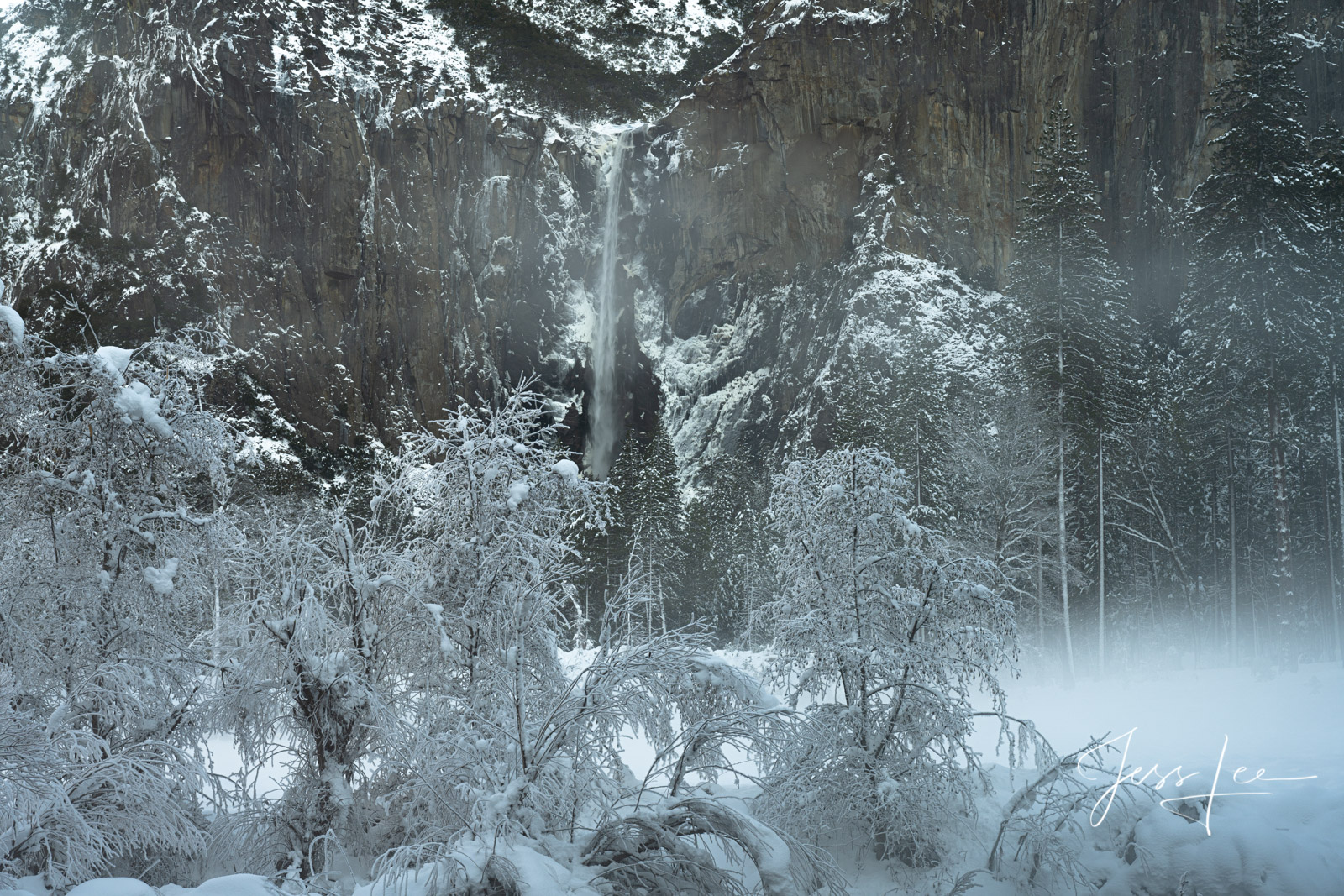1 of 200 California Landscape Prints of Bridalveil Falls Frost in Yosemite valley. This is part of the luxurious collection of...